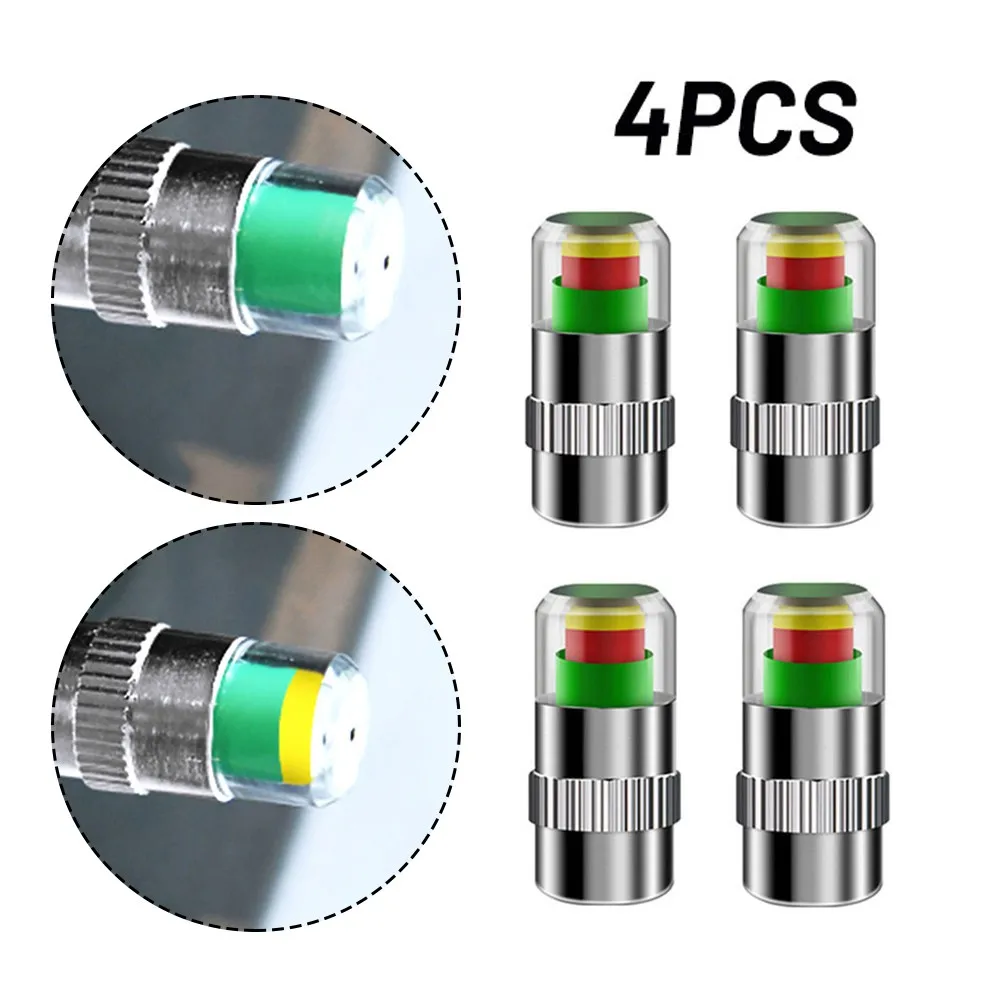 4PCS Car Tire Pressure Alarm Valve Stem Cover Sensor Indicator Tire Pressure Monitoring Cap Car Monitoring
