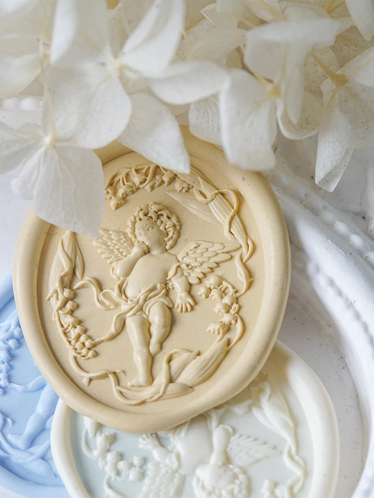 Angel Fire Seal Copper Head Multi-Layer 3d Relief Kids Diy Seal Brass Toy Invitation Letter Envelope Hand Ledge Wax Stamp