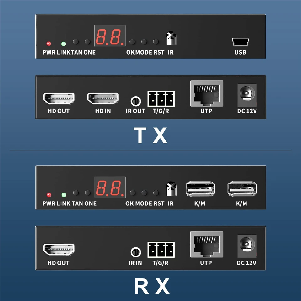 IP Network USB 2.0 KVM Extender RJ45 Ports 1080P HDMI Over LAN KVM Extender 200m