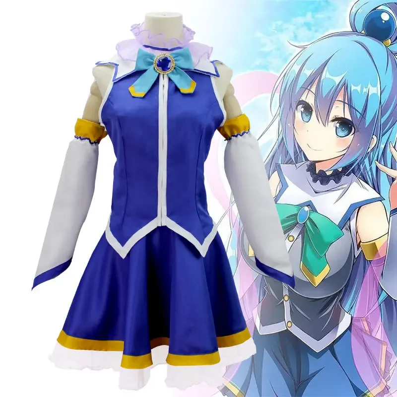 

Aqua Konosuba Cosplay Anime Konosuba God's Blessing on this Wonderful World Aqua Cosplay Costumes Wig Shoes Dress For Women