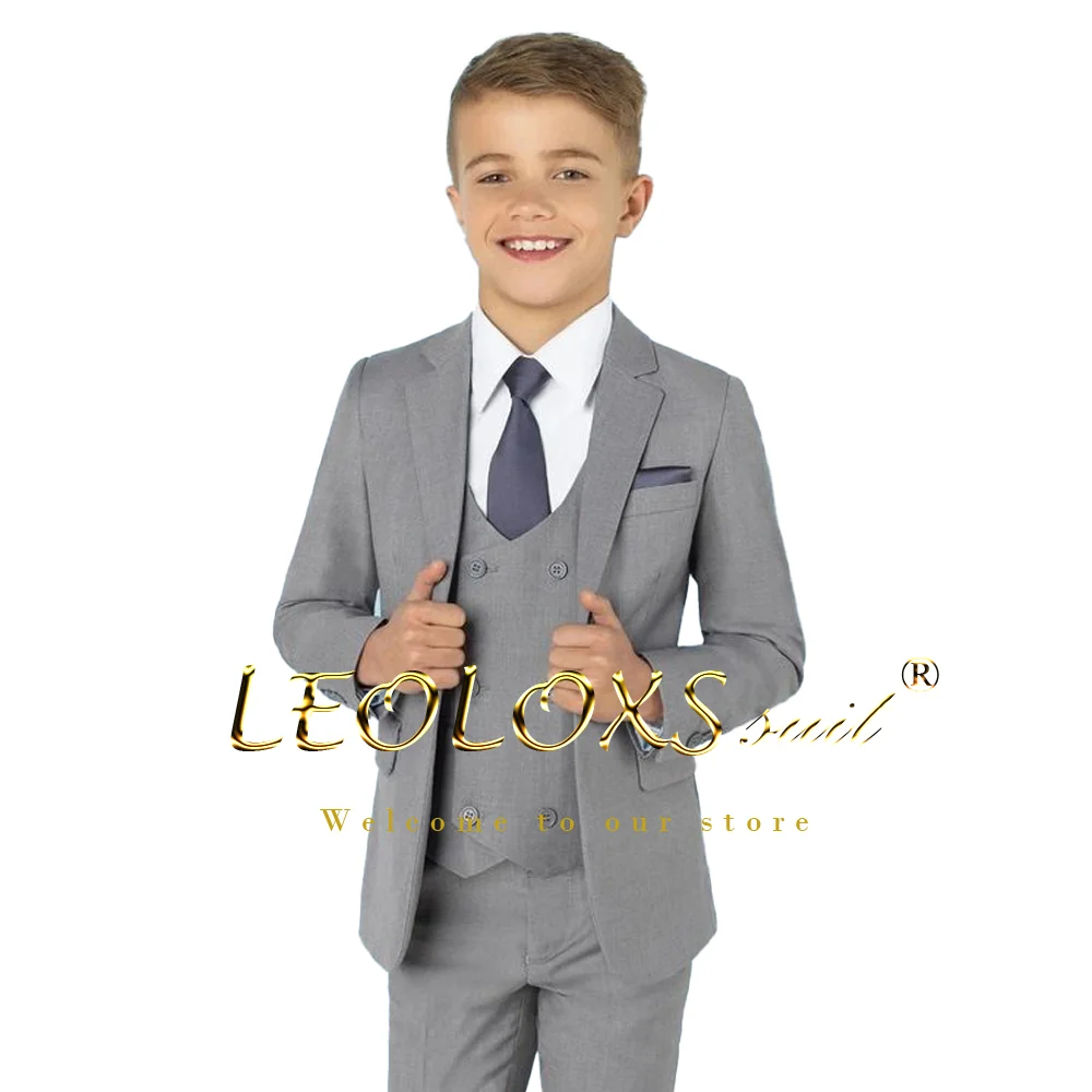 3-piece formal suit for boys aged 3~16 years old, jacket, vest and trousers set, suitable for formal wedding party occasions