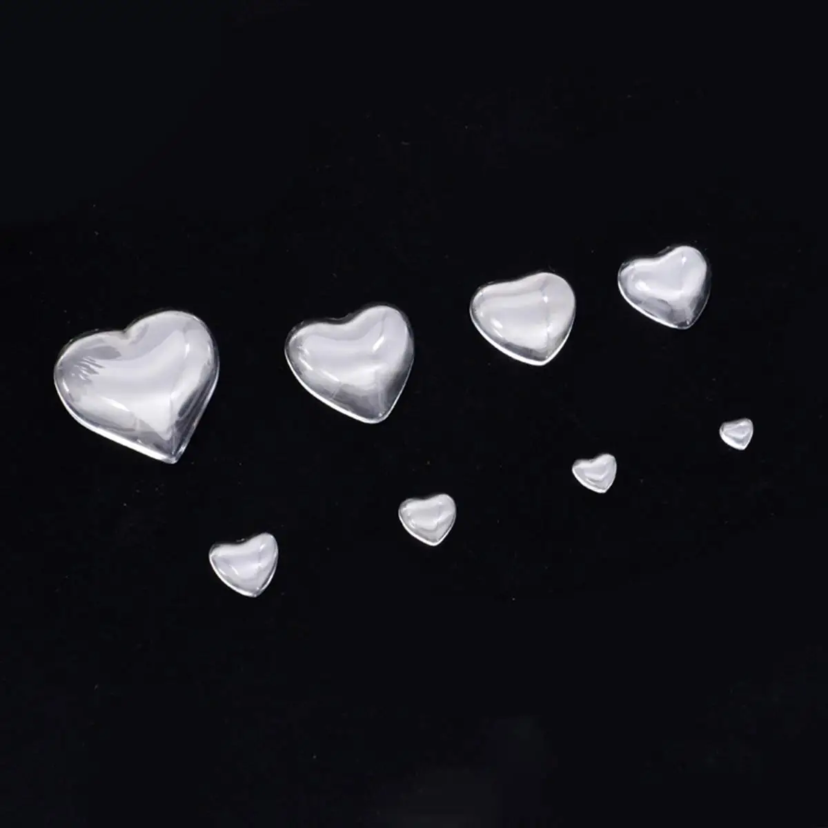 500 Stück klare Glaskuppel-Cabochons, Liebesherzform, 8–18 mm, DIY-Schmuck, Bastelzubehör, Souvenir, Festival, Geschenkzubehör