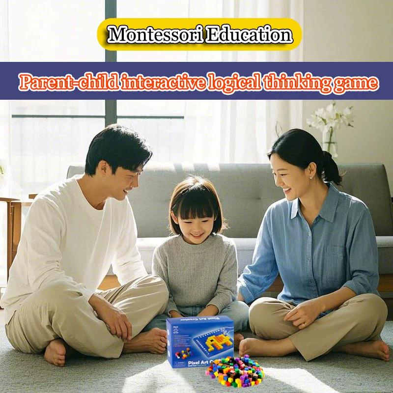 Children Pixel Block Puzzles Board Game Toys Montessori Logical Thinking Training Matching Game Pixel Art Cube Educational Toys
