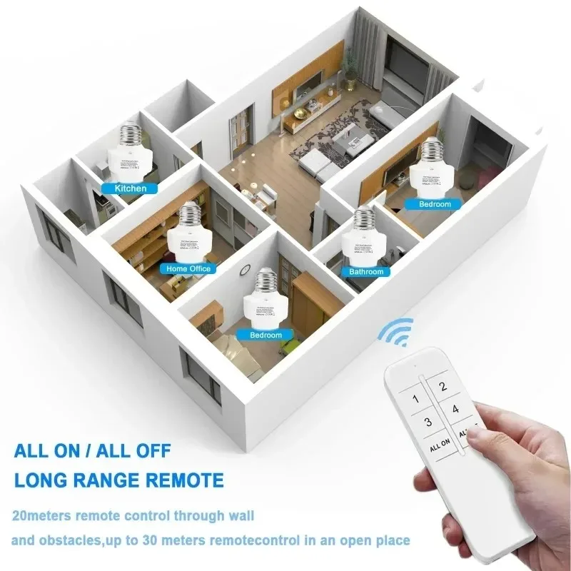 שקע חכם Tuya WiFi BL E27, מתאם למנורות, מתג תאורה למטבח וחדר שינה, שליטה קולית עם Alexa ו-Google Home