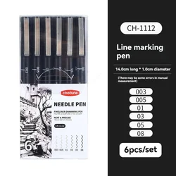 Waterproof Archival Ink Fine Point Black Micro Pens - 15 Sizes for Artistic Illustration and Technical Drawing (6Pcs Set)