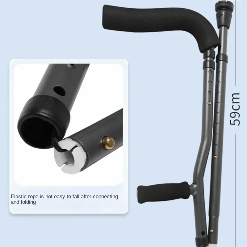 Premium F-Type Dual Underarm Crutches Foldable Non-Slip Adjustable Mobility Aid Ergonomic Walking Support hiking stick folding walker