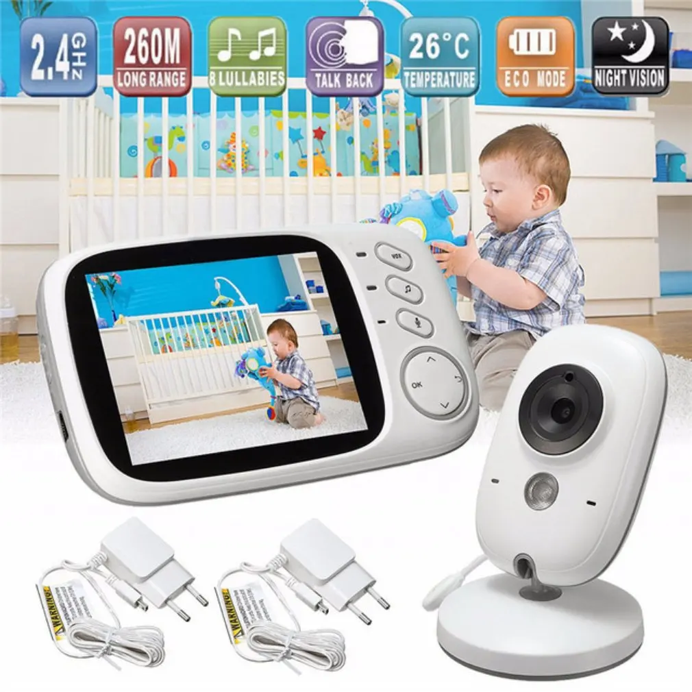 

1080P Video Baby Monitor 2.4G Mother Kids Two-way Audio Night Vision Video Surveillance Cameras With Temperature display Screen