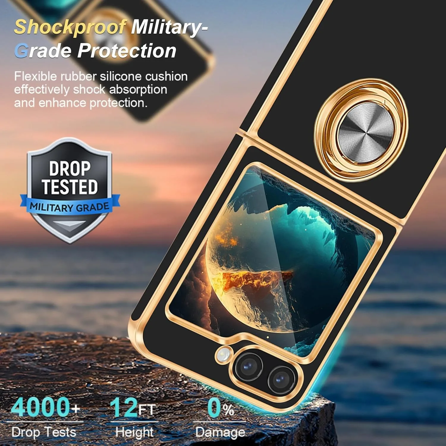 Electroplate Solid Color Magnetic Ring Holder Phone Case