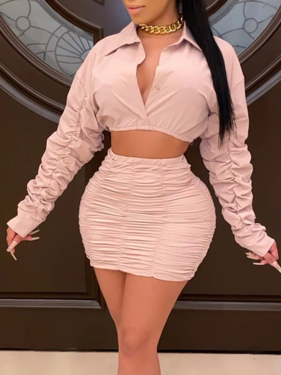 

Женский комплект из двух предметов, короткий топ и юбка с рюшами