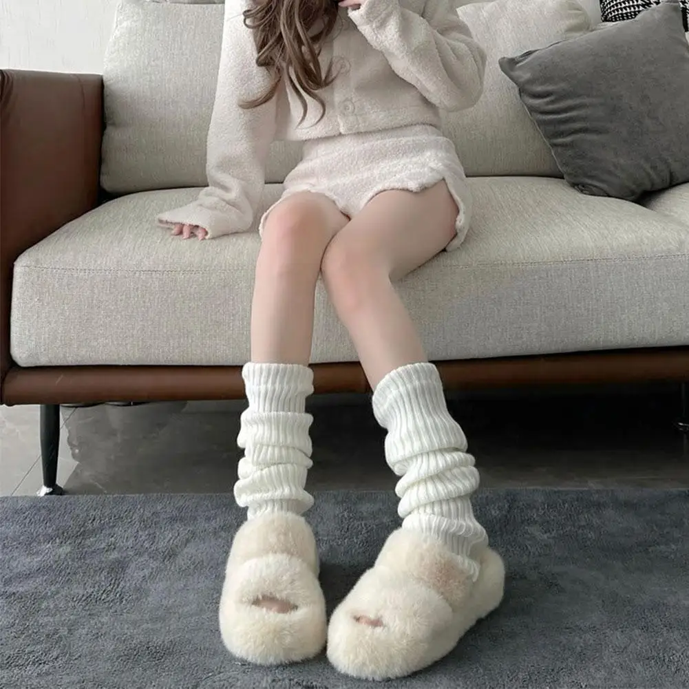 

Lolita Long Socks Women Leg Warmers Knitted Foot Cover Cuffs Stockings Boot Winter Autumn Socks Heap Crochet E9N1