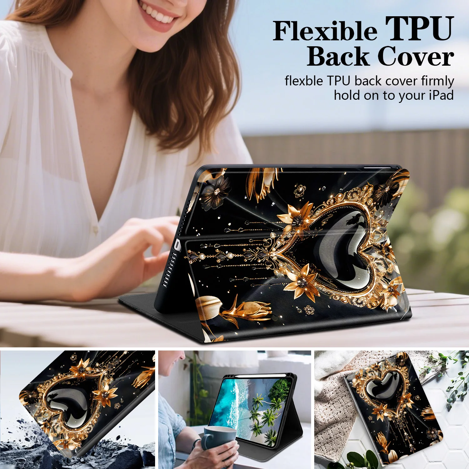 Premium Tablet Cover with Pen Holder and Folding Stand, Compatible with Various Models