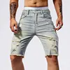 Summer Ripped Jeans Men Stretch Denim Shorts Male Short Jeans Slim Straight Shorts Fashion Black Jeans Man Clothes Streetwear 2