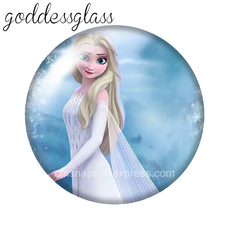 Disney Frozen Elsa Anna Princesses 10pcs 12mm/18mm/20mm/25mm Round Photo Glass Cabochon Flat Back Making Findings for Bracelets,fashion jewelry