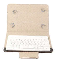 Universal 10'' Tablet & Laptop Protective PU Case with Bluetooth Keyboard (WHITE)