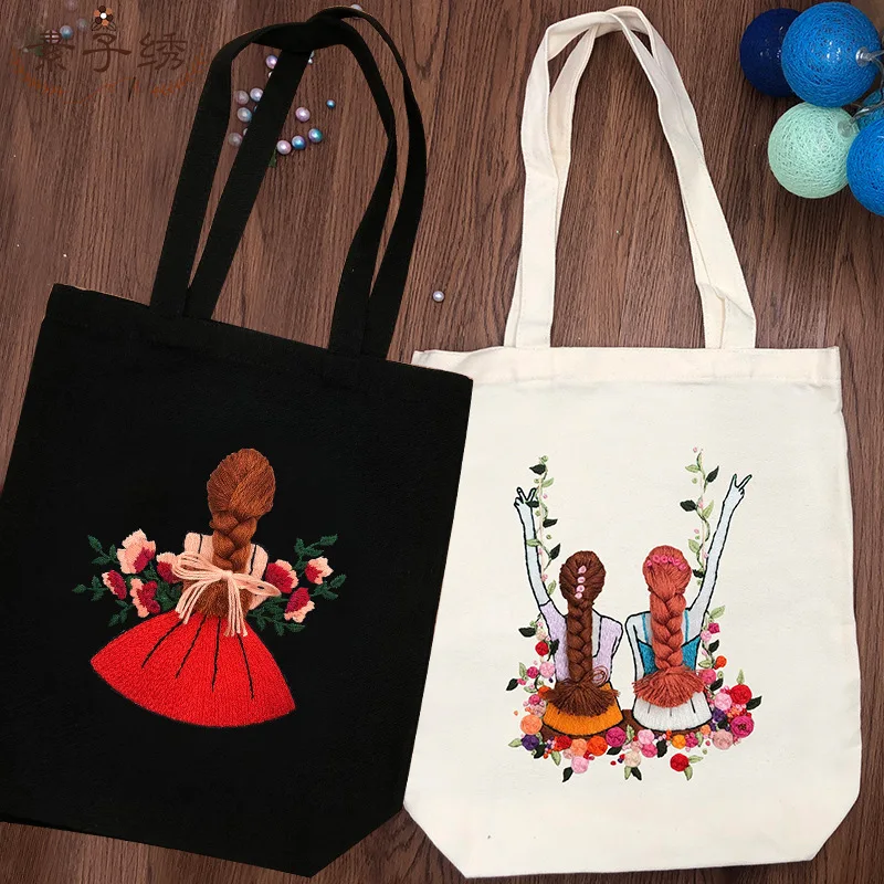 Embroidery Tote Bag, DIY Embroidery Bag, Embroidery Kit