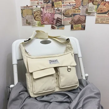 الكورية Ulzzang حقيبة ساعي المرأة الجديدة 2023 حقائب النايلون متعددة جيوب حقائب كروسبودي للنساء مدرسة كتاب حقيبة كتف الفتيات كيس 4