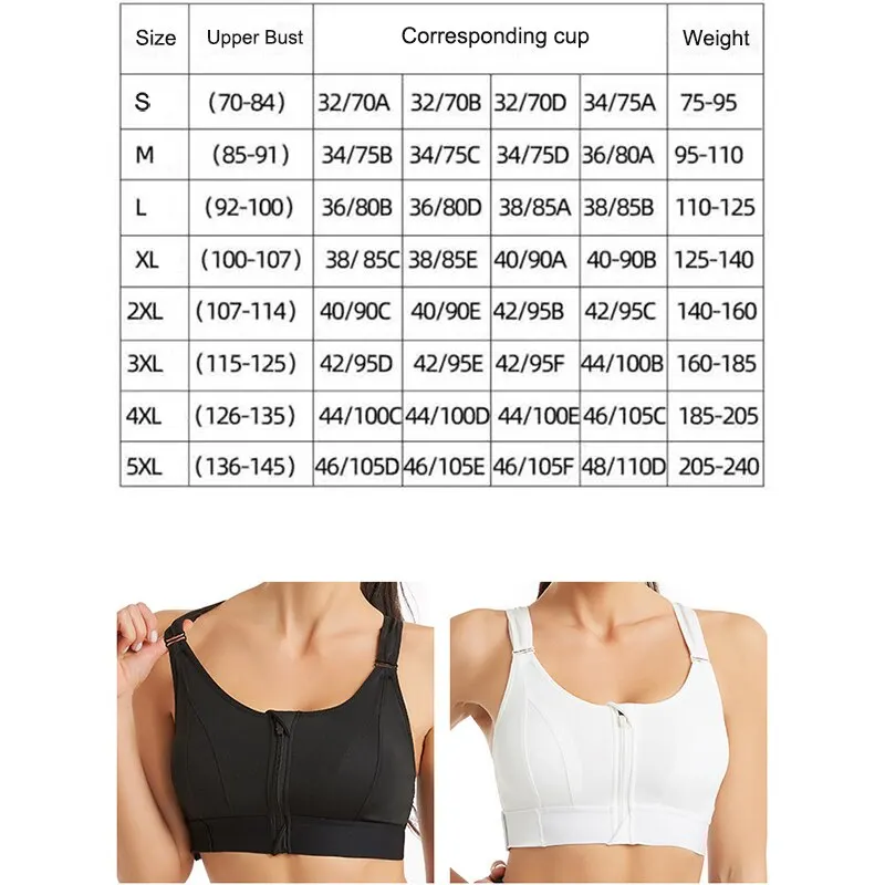 Sports Bras Adjustable Zip Front For Women With Full Coverage Removable  Padded Workout Bras High Impact Adjustable Strap - AliExpress