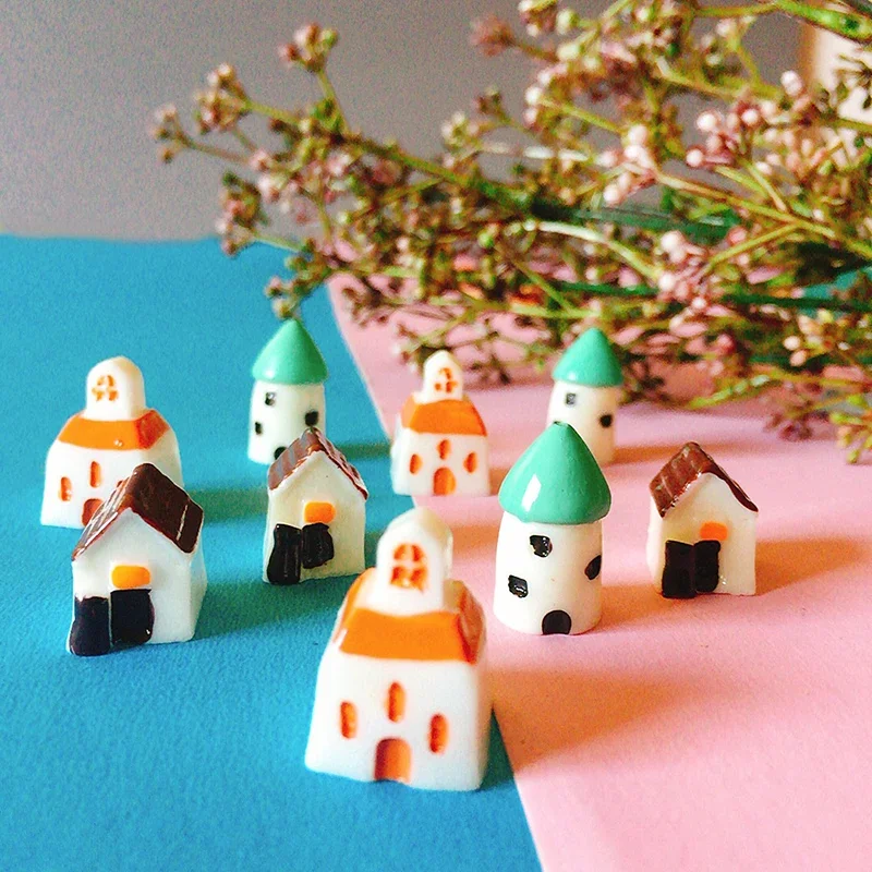 9 pcs Miniature House Trees Cottage Fairy Garden Gnome Moss Terrarium Home Decor Crafts Supplies For ornament crafts,miniature figurines,miniature ornament,miniature scenery material,miniature house kit,miniature tree ornament