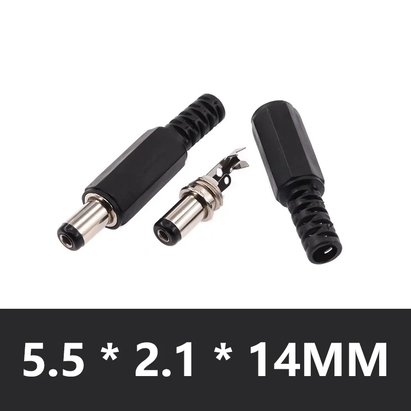 Bulk DC Power Plug Connectors - Solder Type Adapters, 5.5mmx2.5mm, Male Jack