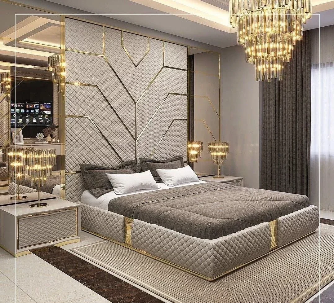 

New Luxury Bedroom Furniture Microfiber Leather Bed King Size Frame Modern Bed Frame Bedroom Luxury Bed Modern Bedrooms