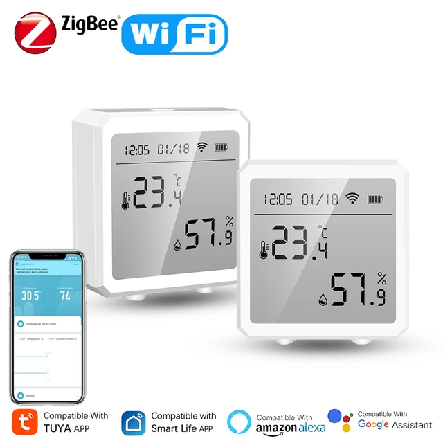 Tuya WiFi/Zigbee Smart Temperature Humidity Sensor with Screen Display Hygrometer Thermometer Support Alexa Google Assistant