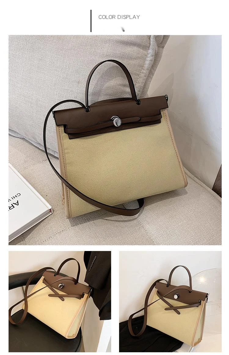 2023 neue heiße Verkauf Mode kleine quadratische Tasche Leinwand Damen Tasche Vintage Aktentasche Handtasche eine Schulter Umhängetasche_voghion.com