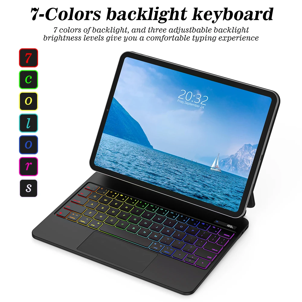 Teclado mágico para iPad Pro 12,9, 5. ª y 3. ª pantalla LCD, funda magnética flotante para iPad Pro 12,9, multitáctil, GK04