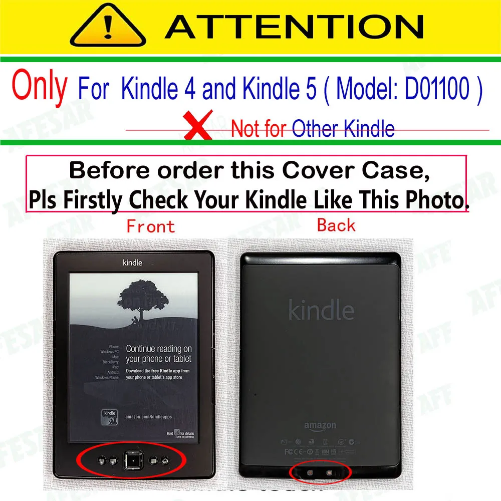 Leather Cover Sleeve Flip Case Gift + Protective Film For Kindle 4 Kindle 5 (Model: D01100) kindle case,ereader cover