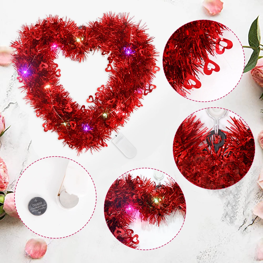 Decoración Para el día de San Valentín, guirnalda Led con forma de corazón  rojo brillante, adornos colgantes para fiesta de boda, Feliz Día de San  Valentín, 2023| | - AliExpress