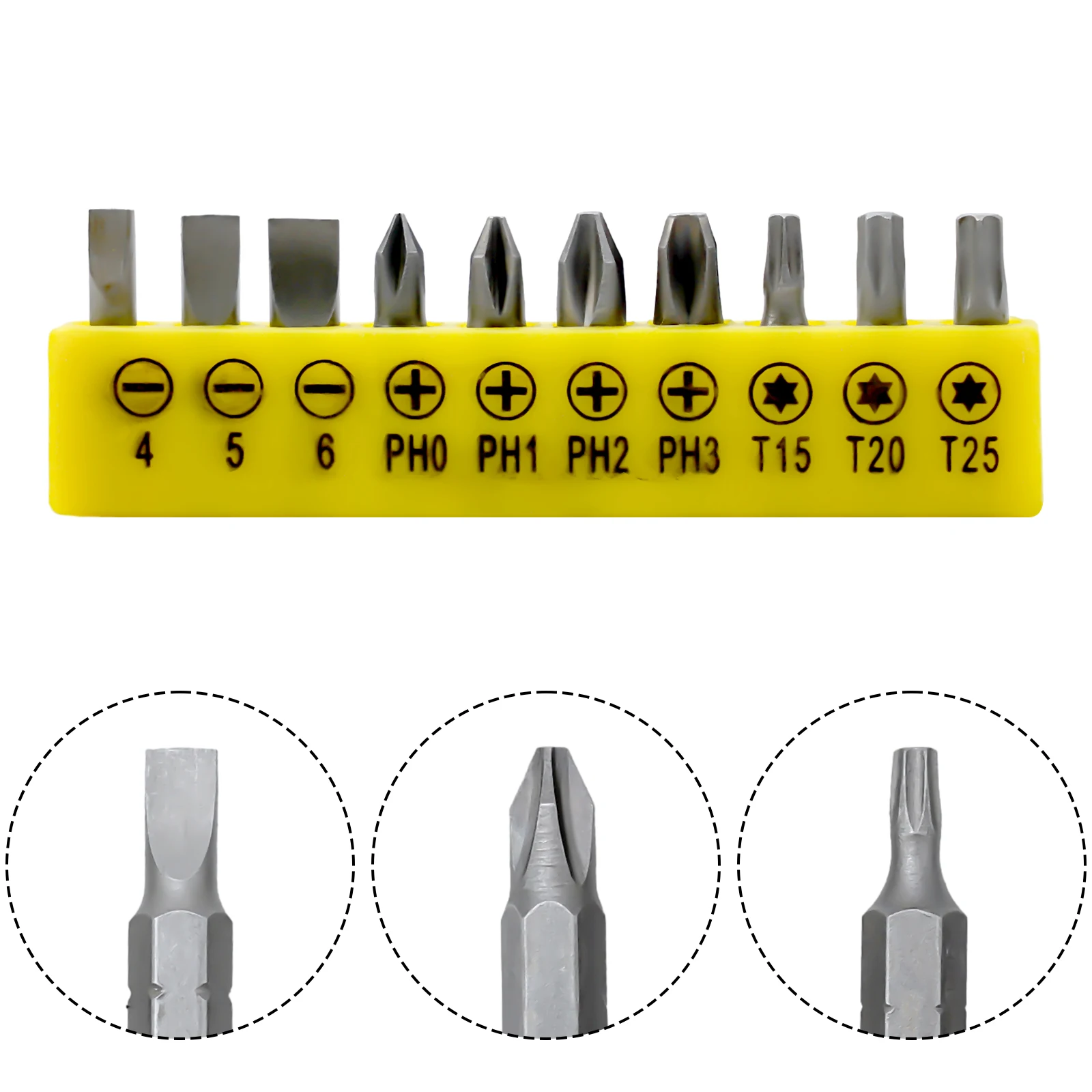

10pcs Metal Screwdriver Bit Set 6.35mm Extension Head Screwdrivers For 7-character L-shaped Wrench Hand Tools Accessories