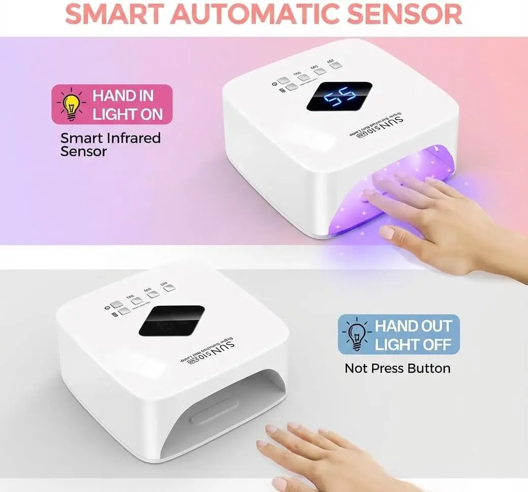 7600mAh 무선 충전식 UV 젤 네일 램프 120W 3단계 타이머 설정 자동 센서 전문 네일 드라이어 (살롱 및 가정용)
