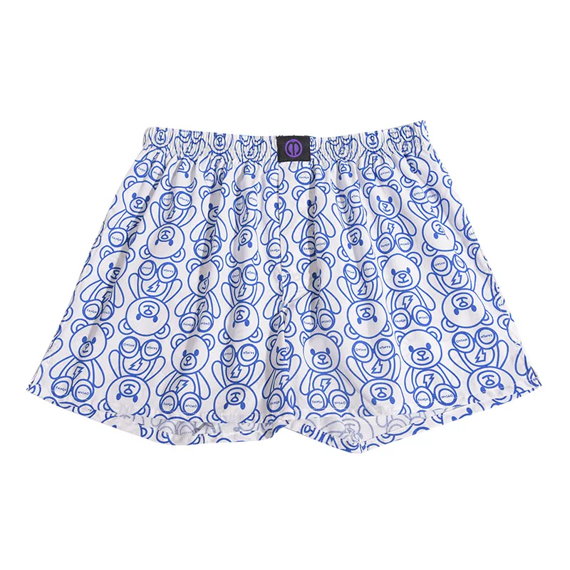 Pure Cotton Panties Blue Bear For Men And Women Pattern Comfortable Breathable Shorts For Home Leisure