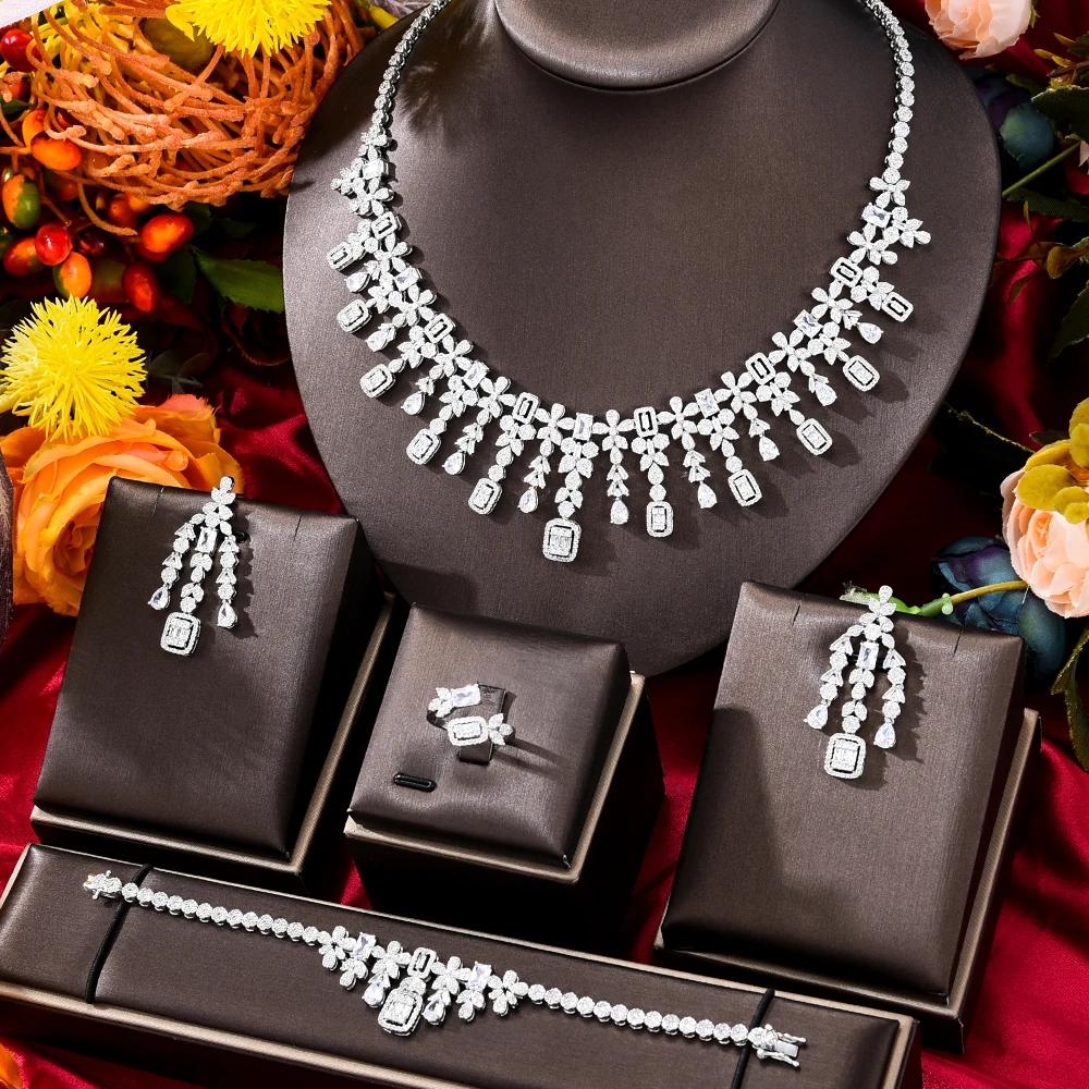 

GODKI Luxury Middle East Geometry Jewelry Sets Necklace Earrings Bangle Ring Set For Women Wedding Jewelry Trendy HOT New 2023