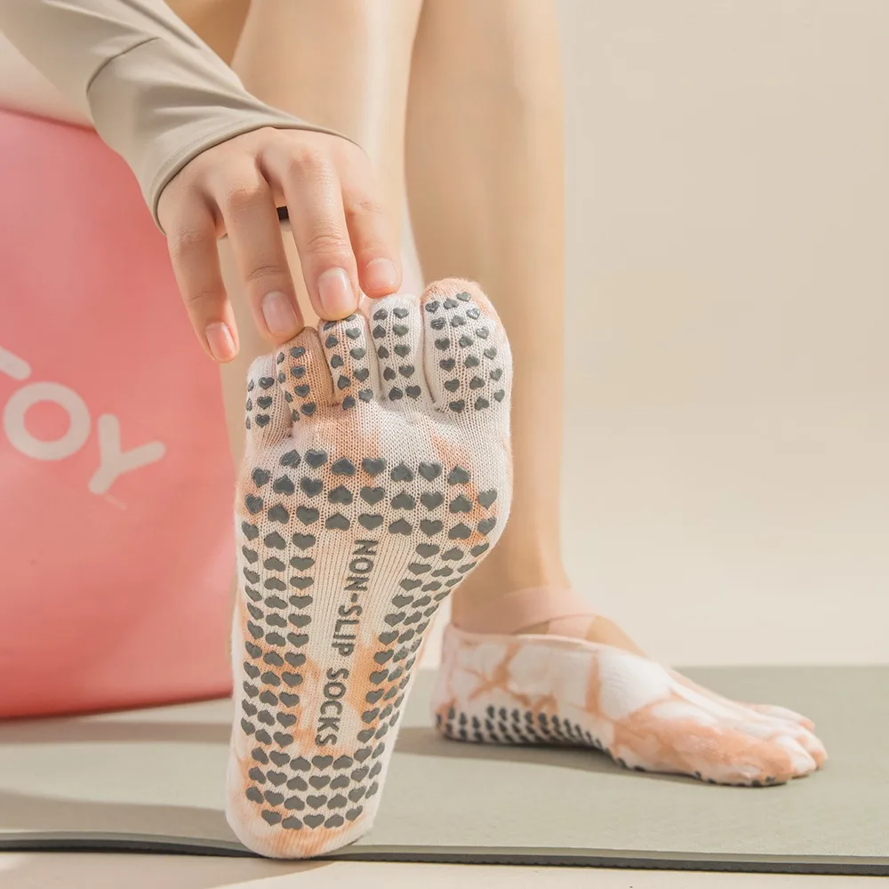 Women's Professional Non-Slip Five-Finger Yoga & Pilates Socks - Sweat-Absorbent Cotton, Indoor Sports Split Toe Design
