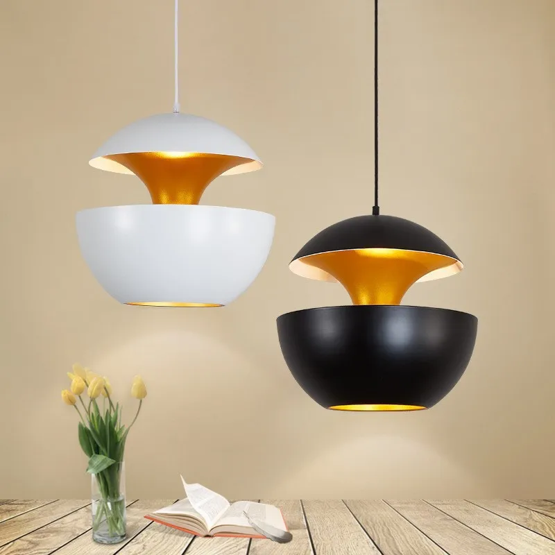 Nordic Apple Led Pendant Lamps Black White for Kitchen Bedside Dining Room Design Chandelier Home Decor Indoor Lighting Fixture