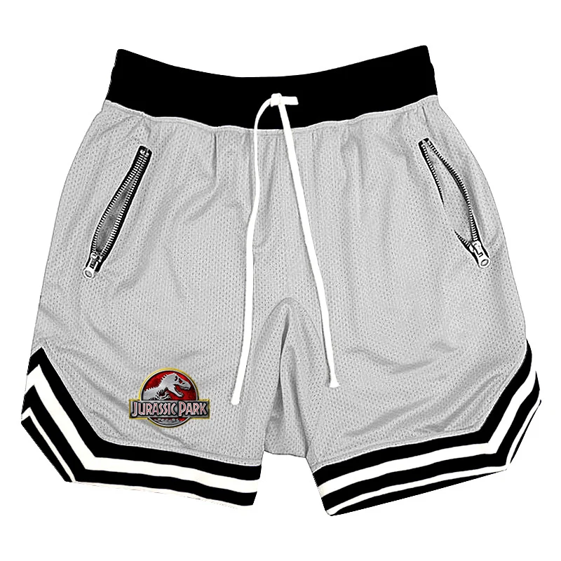 2023 Shorts Men Summer New Jurassic Park Elastic Waist Casual Basketball Sports Beach Outdoor Fashion Letter Printing Pants
