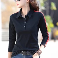 T-shirt à manches longues pour femme, station européenne, pur coton, col polo, haut décontracté, grande taille, léger, luxe, mode estivale, nouveau 4