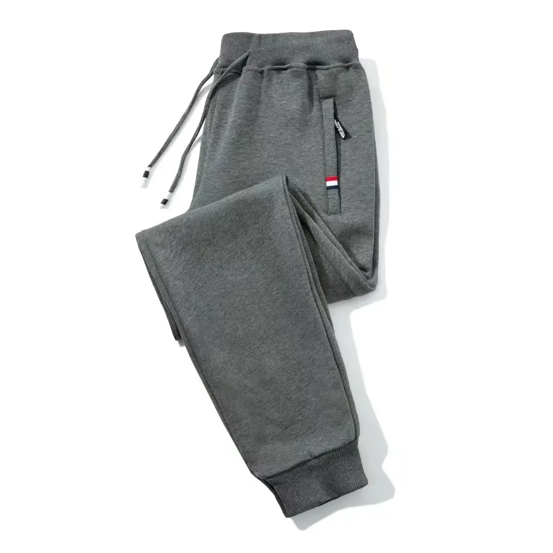 thumbnail image 1 of Pantalones casuales holgados y gruesos con forro polar para otoño e invierno para hombre, pantalones de lucha con doble cremallera, pantalones deportivos de fútbol, 1 of 5
