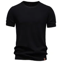 Nouveau T-shirt d'été pour homme à col rond, coupe européenne, couleur unie fluide, manches courtes, haut décontracté - PSD8000 5