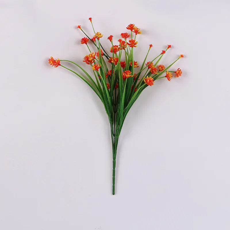 

7 Branch Simulated Plant Spring Grass Full Of Stars Flower Arrangement Green Plant Landscape Outdoor Decoration Plastic Flowers