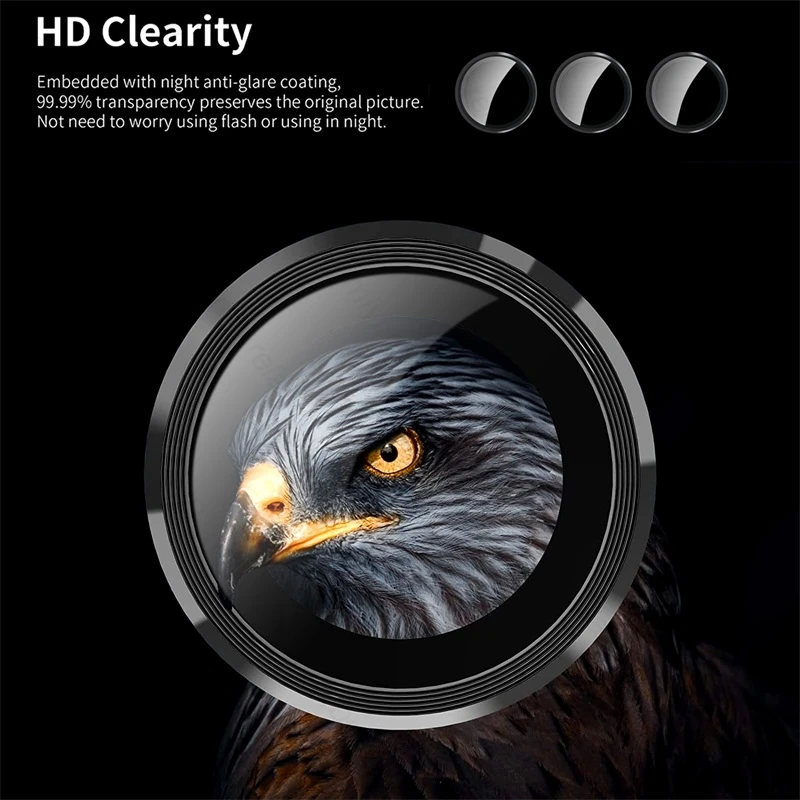 Sleek Metal Camera Protector Ring with Tempered Glass Lens Cap