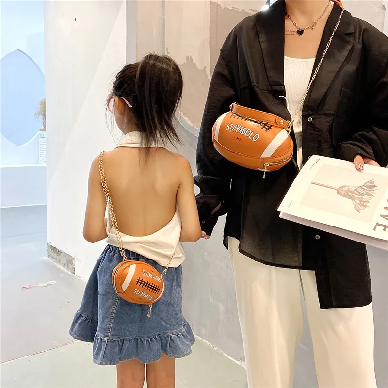 

New 2023 Korean Leather Crossbody Chain Rugby Shoulder Bag For Children And Girls Crossbody Bag Letter Printed Handbag M890