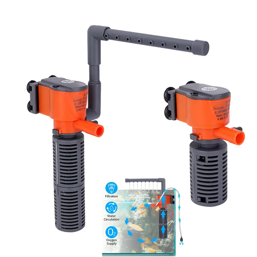 

Small Fish Tank Filter Mini Aquarium Pump Filter 3-in-1 Built-in Submersible Water Pump Oxygenation Increasing Filter Pump