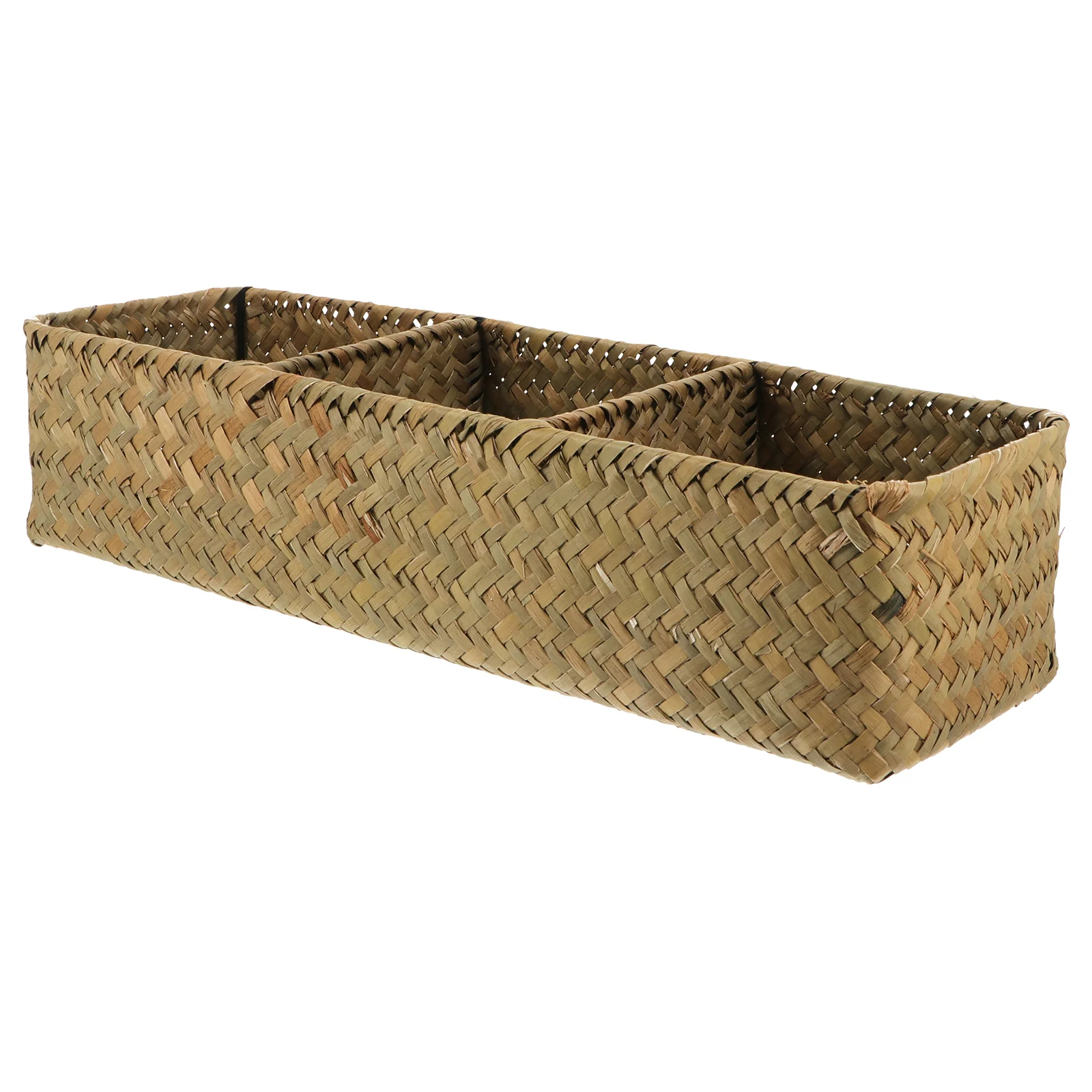 

Compartments Home Storage Basket Box Handmade Seagrass Woven Storage Box Sea Grass Woven Sundries Storage Container