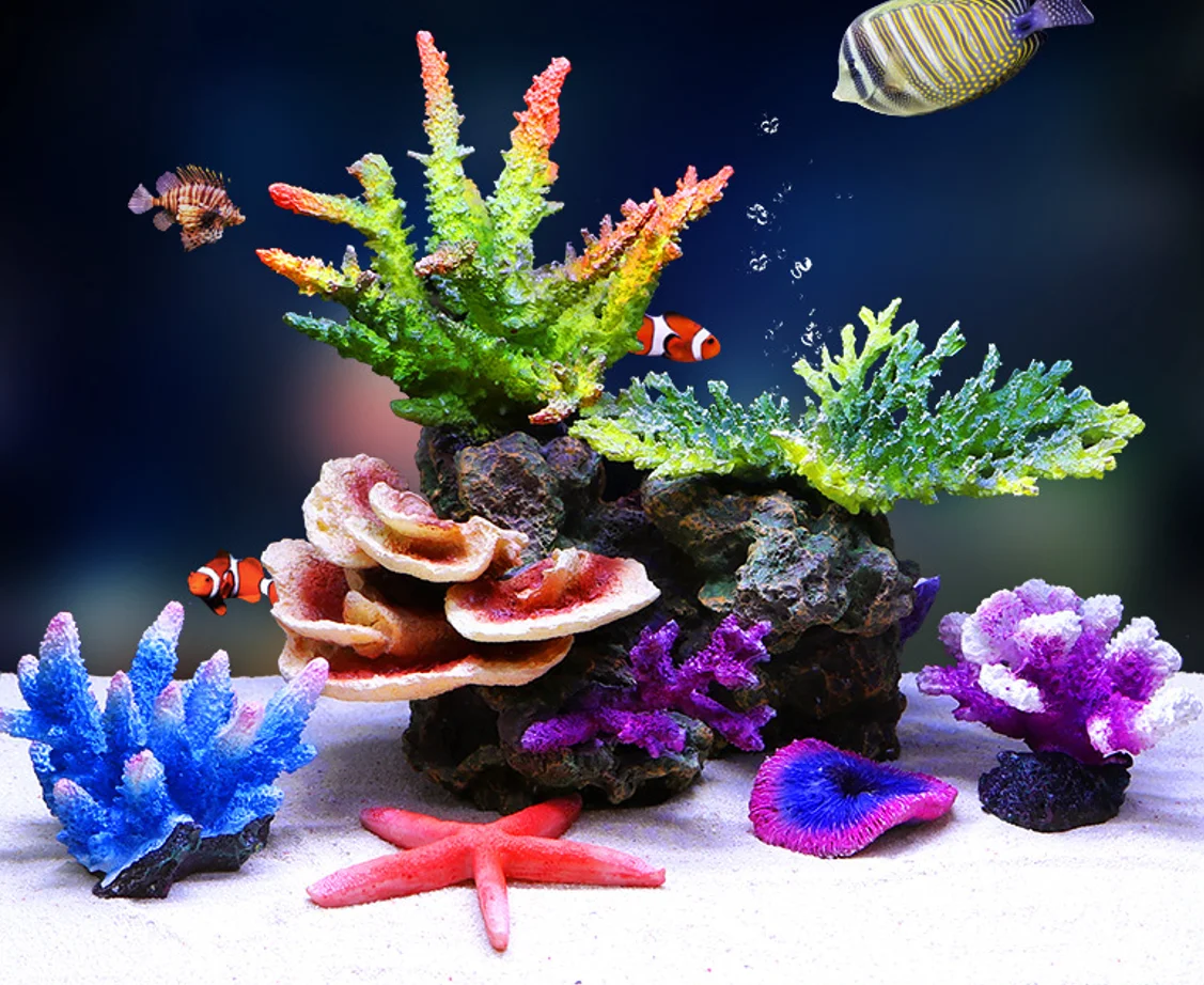 1Pc Fish Tank Resin Artificial Coral Reef Landscaping Aquarium, aquarium  accessories png