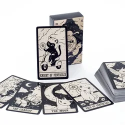 Cute Black and White Kitten Tarot Deck - 78-Card Set for Beginners | Mysterious Fortune Telling Board Game (TK11)