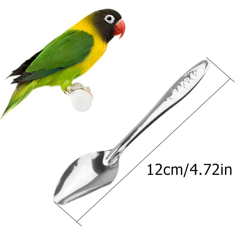 4.7" Bird Parrot Stainless Steel Metal Feeding Spoon Parrot Feeding Scoops Hand Spoons for Metal Bird Care Tool