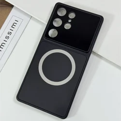 Luxury Glass Nano Matte Magnetic Case with Magsafe - Compatible Wireless Charging and Shockproof Protection for Galaxy S25 Ultra (Black)