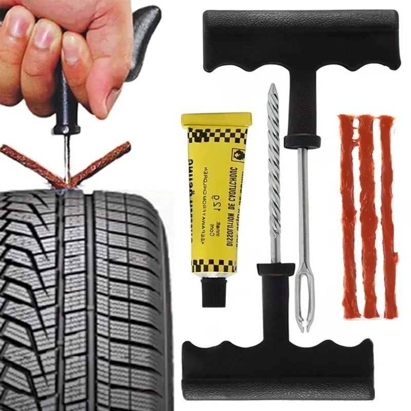 Car Motorcycle Bike Tire Repair Tools Kit Tyre Puncture Repairing Tool with Repair Rubber Strips Tire Quick Repairing Set tire repair kit