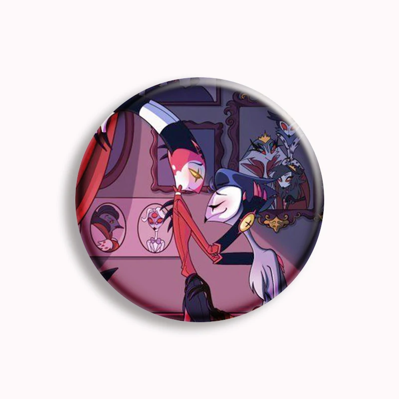 58mm Helluva Boss Robo Fizz Loona Button Pin Creative Cute